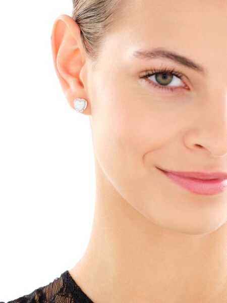 Zlaté náušnice s opály - srdce