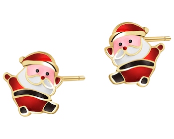 Kolczyki srebrne z emalią - święte Mikołaje