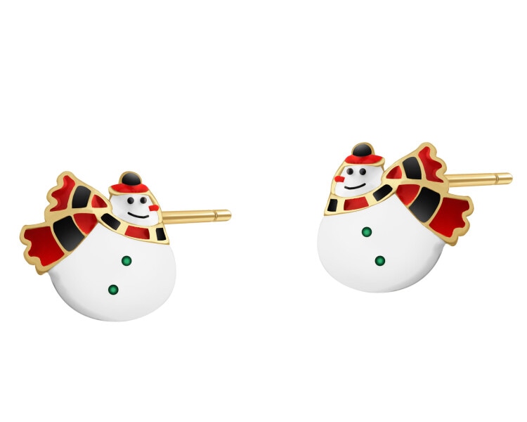 Kolczyki srebrne z emalią - bałwanki