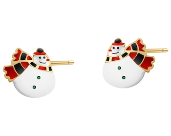 Kolczyki srebrne z emalią - bałwanki