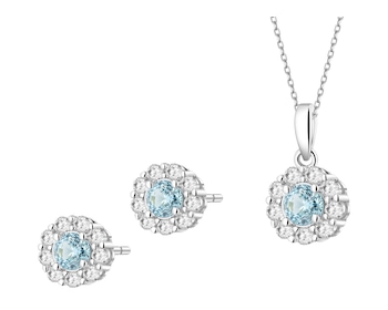 Stříbrné náušnice a přívěsek se zirkony - souprava