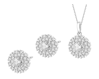 Stříbrné náušnice a přívěsek se zirkony - souprava