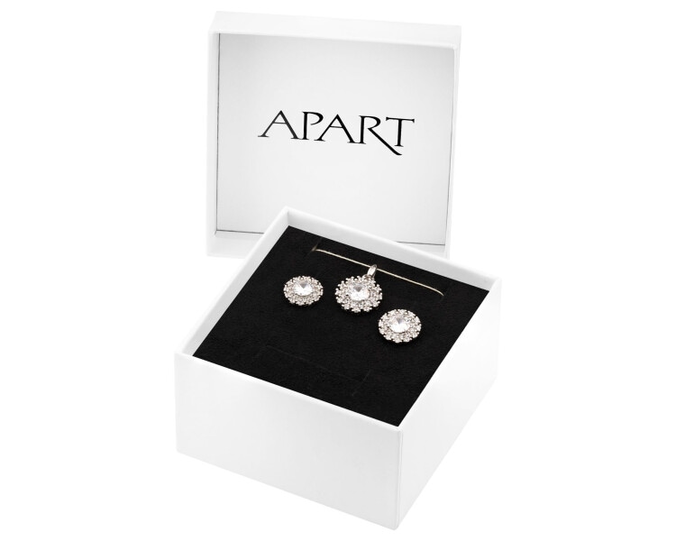 Srebrne kolczyki i zawieszka z cyrkoniami - komplet