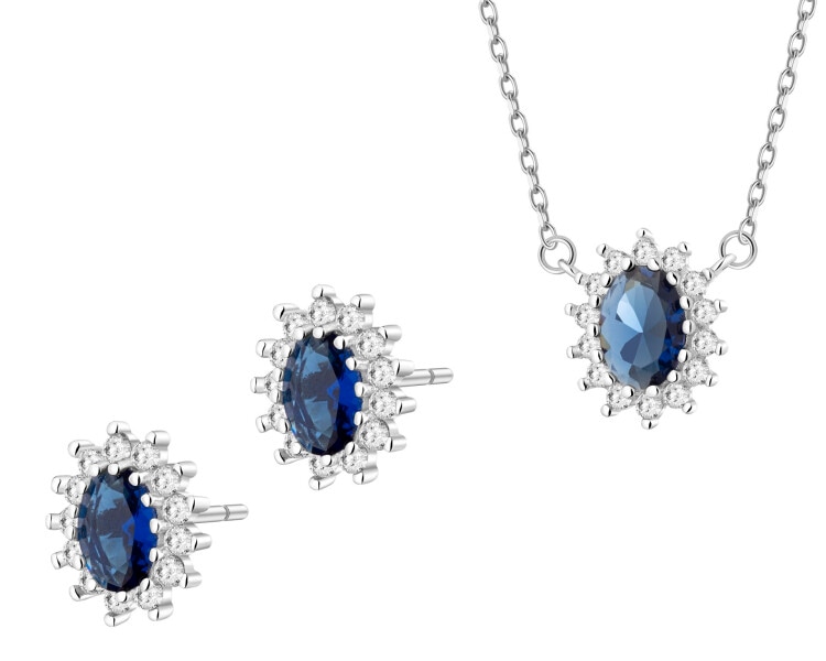 Rhodium Plated Silver Set with Cubic Zirconia