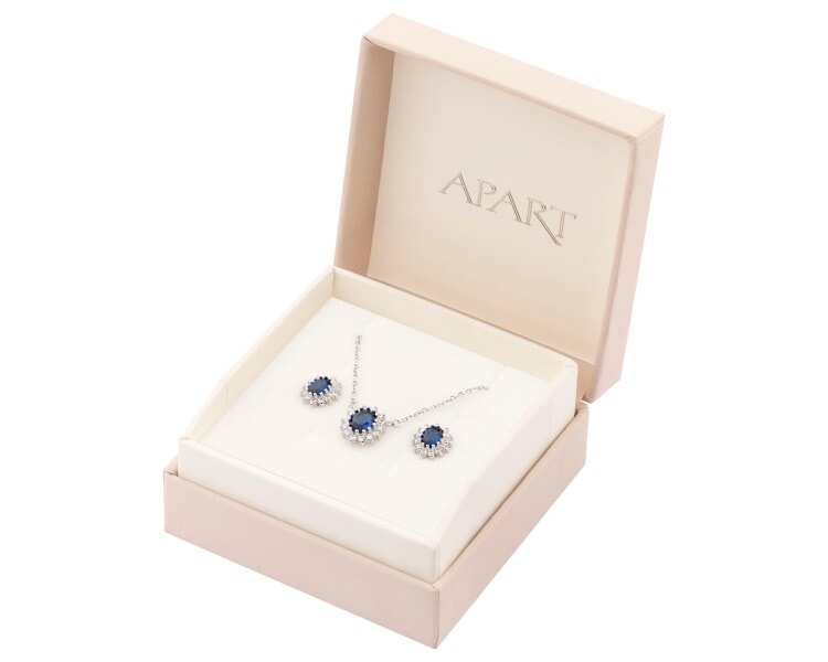 Rhodium Plated Silver Set with Cubic Zirconia