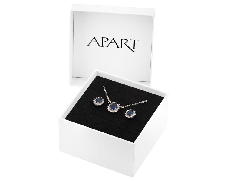 Rhodium Plated Silver Set with Cubic Zirconia