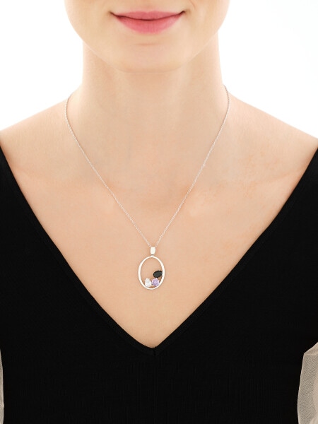 Rhodiovaný náhrdelník z mosazi se zirkony