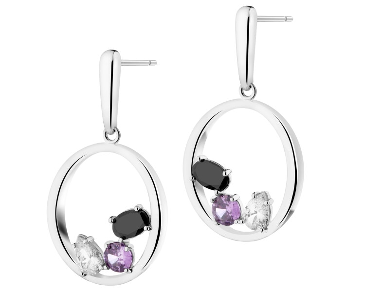 Kolczyki z mosiądzu rodowane z cyrkoniami