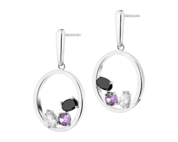 Rhodiované náušnice z mosazi se zirkony