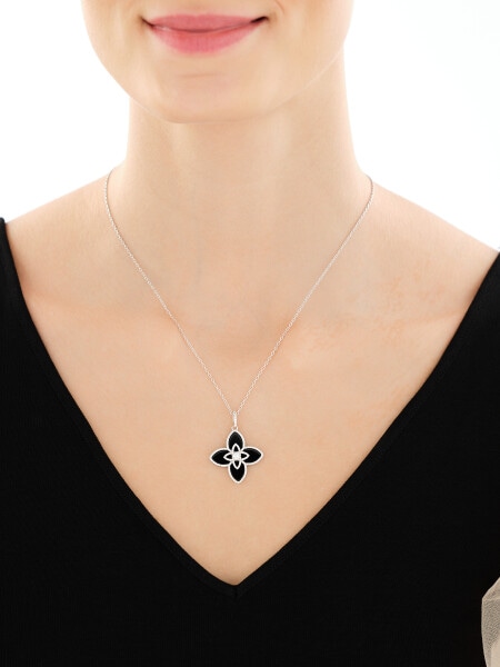 Rhodiovaný náhrdelník z mosazi s achátem a zirkony