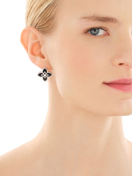 Rhodiované náušnice z mosazi s achátem a zirkony