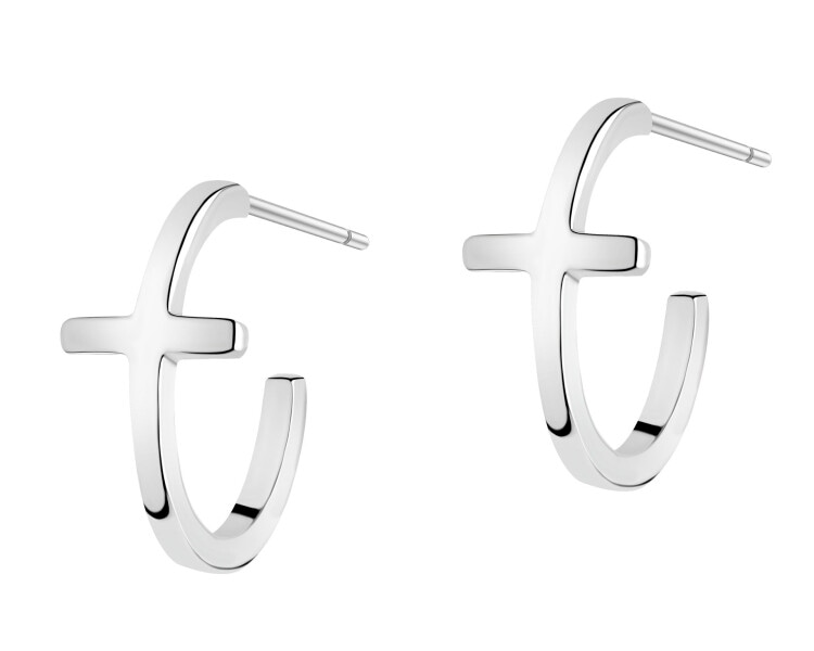 Kolczyki srebrne - krzyże, koła