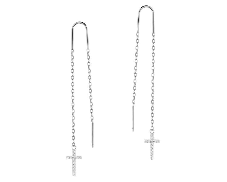 Kolczyki srebrne z cyrkoniami - krzyże