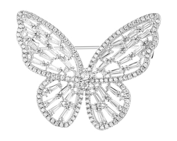 Broszka srebrna z cyrkoniami - motyl