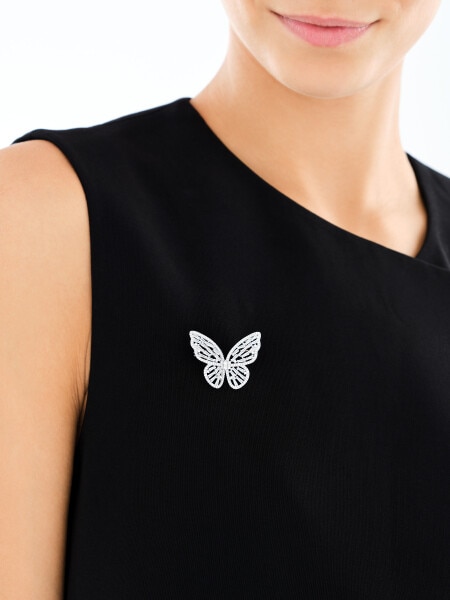 Broszka srebrna z cyrkoniami - motyl