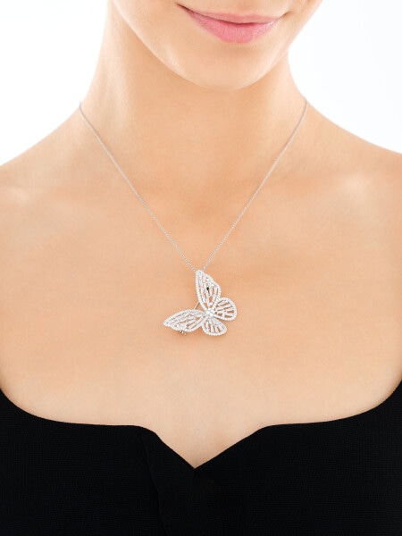 Broszka srebrna z cyrkoniami - motyl