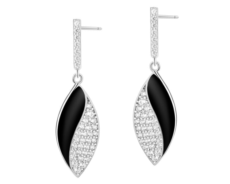 Kolczyki srebrne z cyrkoniami i emalią