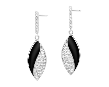 Stříbrné náušnice se zirkonem a smaltem