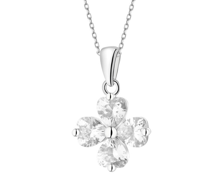 Zawieszka srebrna z cyrkoniami - koniczyna