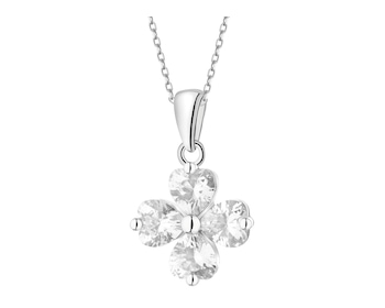 Zawieszka srebrna z cyrkoniami - koniczyna