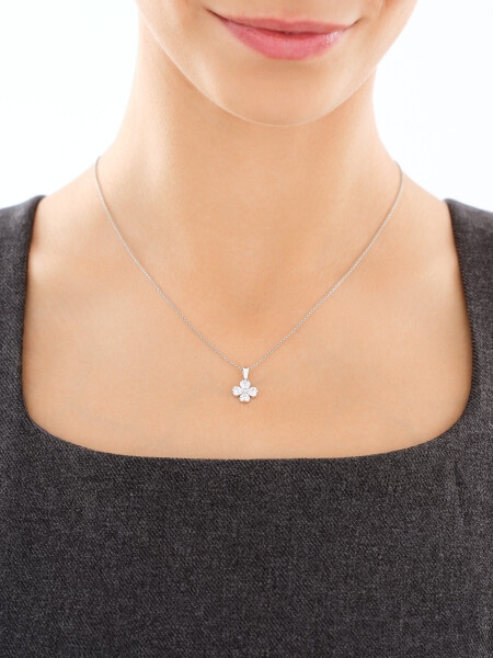 Zawieszka srebrna z cyrkoniami - koniczyna