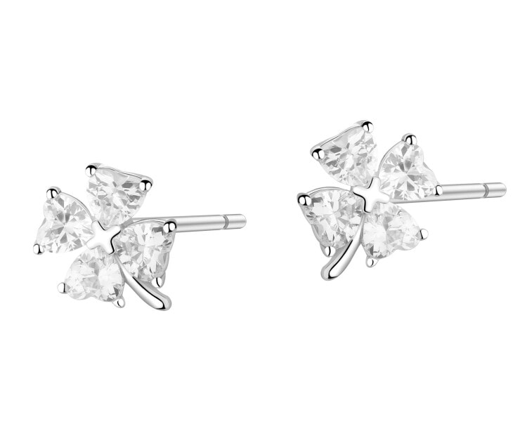 Kolczyki srebrne z cyrkoniami - koniczyny