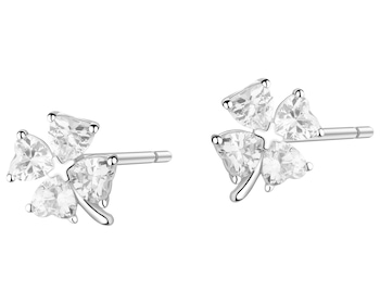 Kolczyki srebrne z cyrkoniami - koniczyny