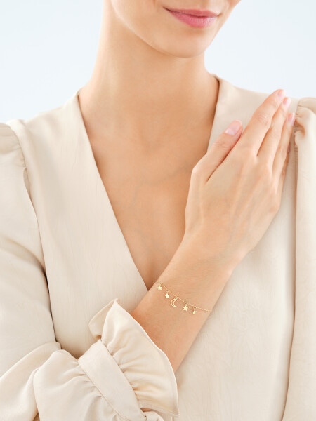 Bransoletka srebrna - gwiazdy, Księżyc