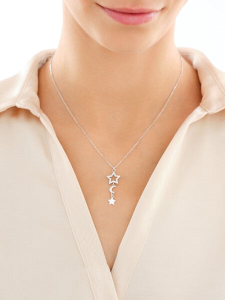 Naszyjnik srebrny z cyrkoniami - gwiazdy, Księżyce