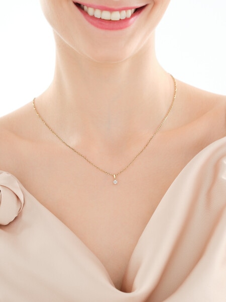 Zawieszka i kolczyki z  żółtego złota z diamentami - komplet - 0,006 ct - próba 375