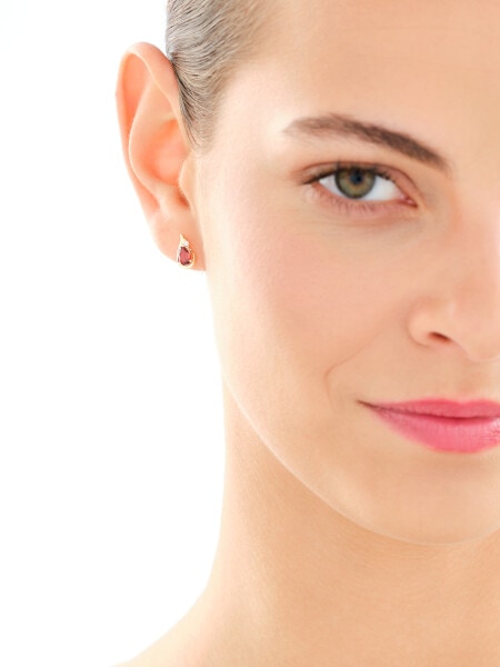 Zawieszka i kolczyki z żółtego złota z diamentami i granatami - komplet - próba 375