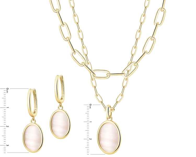 Kolczyki i naszyjnik z mosiądzu pozłacane z kocim okiem