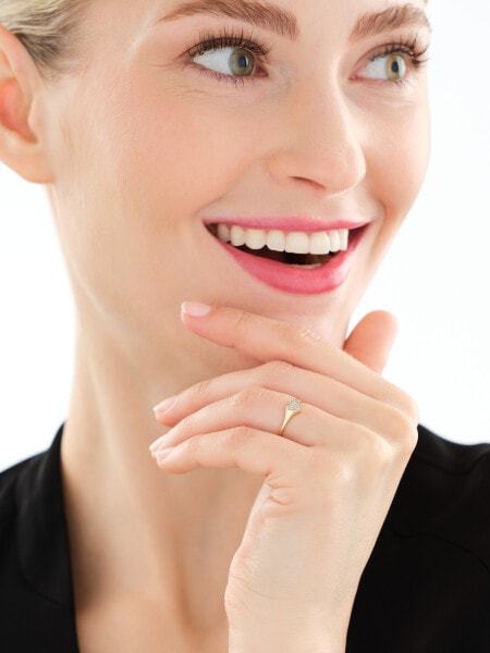 Prsten ze žlutého zlata s diamanty - srdce - 0,02 ct - ryzost 585