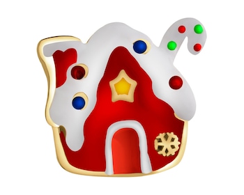 Pozlacený stříbrný dětský přívěsek Beads se smaltem - domeček, Vánoce