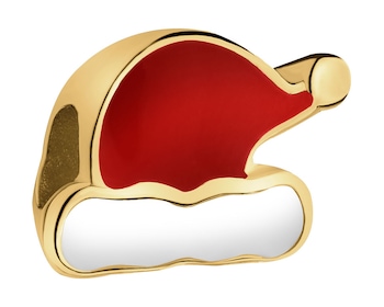 Pozlacený stříbrný dětský přívěsek Beads se smaltem - čepice Santa Klause, Vánoce