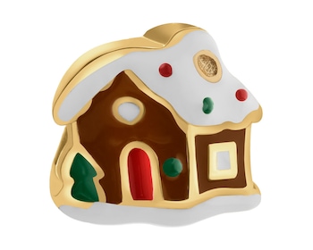 Pozlacený stříbrný dětský přívěsek Beads se smaltem - domeček, Vánoce