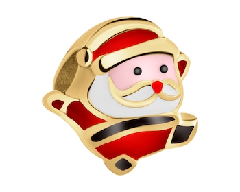 Pozlacený stříbrný dětský přívěsek Beads se smaltem - Santa Klaus