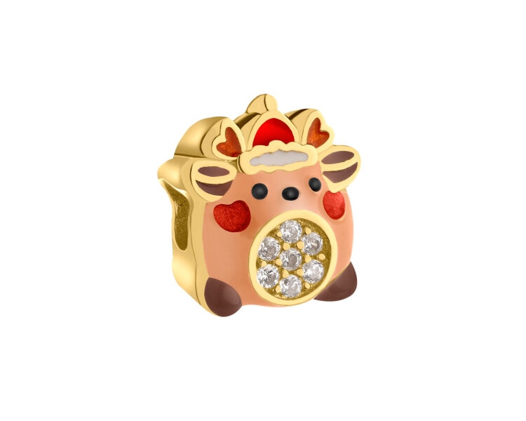 Gold-Plated Silver Beads For Kids Pendant with Cubic Zirconia