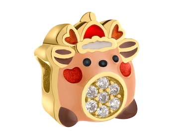 Pozlacený stříbrný přívěsek Beads se zirkony a smaltem - sob