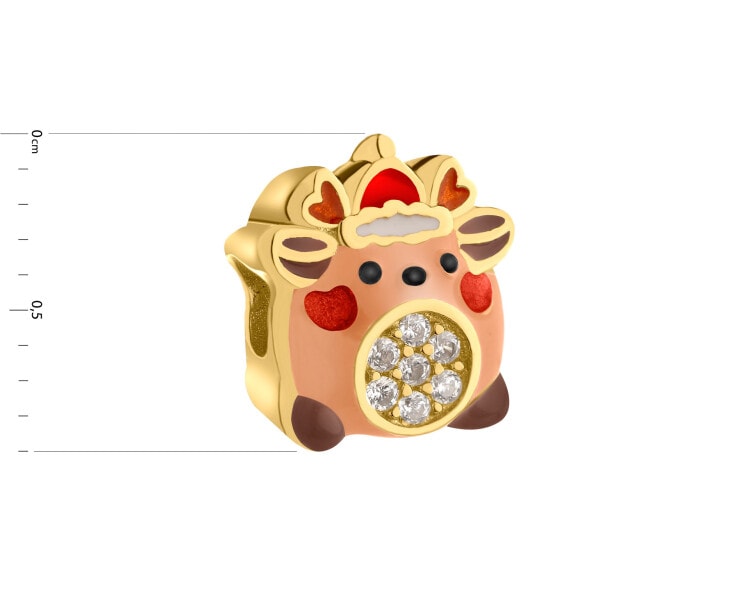 Gold-Plated Silver Beads For Kids Pendant with Cubic Zirconia