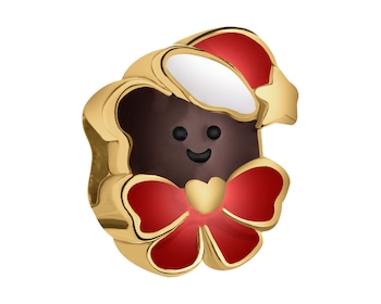 Pozlacený stříbrný dětský přívěsek Beads se smaltem - medvídek, Vánoce