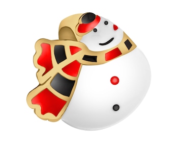 Pozlacený stříbrný dětský přívěsek Beads se smaltem - sněhulák, zima