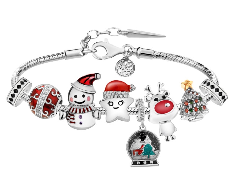 Bransoletka beads - zestaw - bałwan, renifer, choinka, gwiazdka, Święta