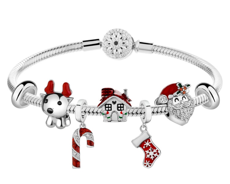 Bransoletka beads - zestaw - renifer, domek, święty Mikołaj, skarpeta, Święta