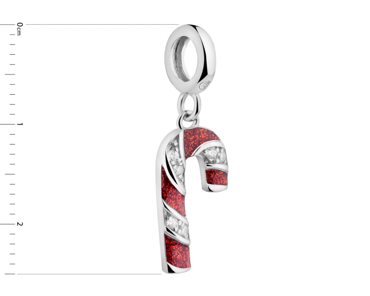 Zawieszka srebrna beads z cyrkoniami i emalią - Święta