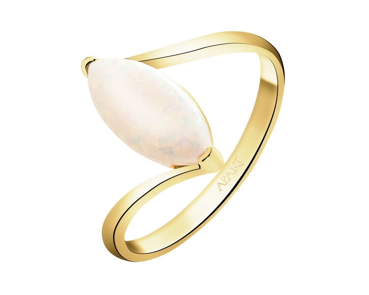 Złoty pierścionek z opalitem
