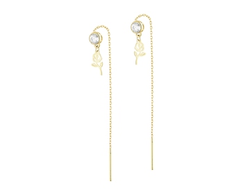 Zlaté náušnice se zirkony - květy