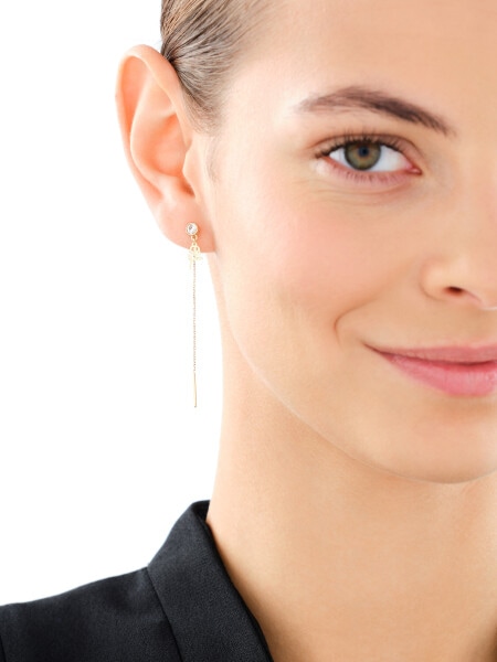 Złote kolczyki z cyrkoniami - kwiaty