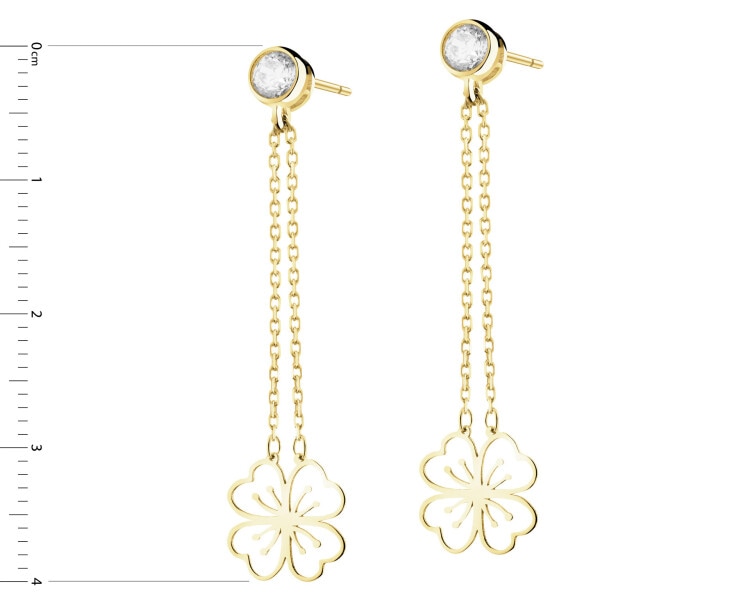 Złote kolczyki z cyrkoniami - kwiaty