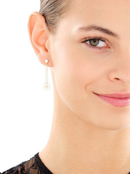 Złote kolczyki z cyrkoniami - kwiaty